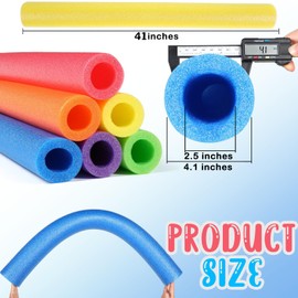 Hanaive 6 Pack Jumbo Pool Noodles Foam Swim 41inch x 4.1 Inch Hollow Swimming Pool Noodle Bulk Floats Heavy Duty for Swimming Floating Craft Projects Decorations(41 Inch,Colorful)