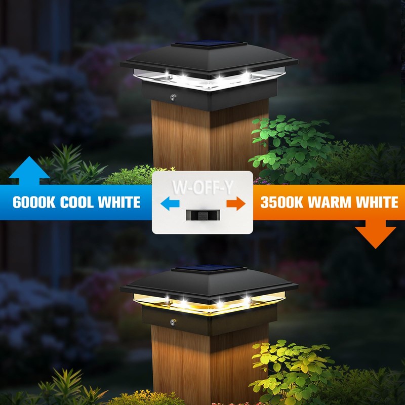 VOLISUN Solar Post Cap Light Outdoor,Solar Fence - Post Lights