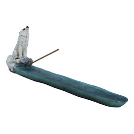 Ebros Gift Alpha Snow Arctic White Wolf Ghost Howling Incense Burner Holder Figurine Mystic Moon Howler Wolves and Timberwolves Decor