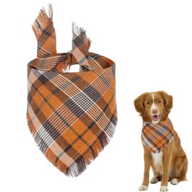 Pet Dog Kerchief, Cat Dog Kerchief, Dog Triangle Bibs Scarf, with Fringed Chequered Print, for Small, Medium, Large, Girl or Boy Dogs and Cats