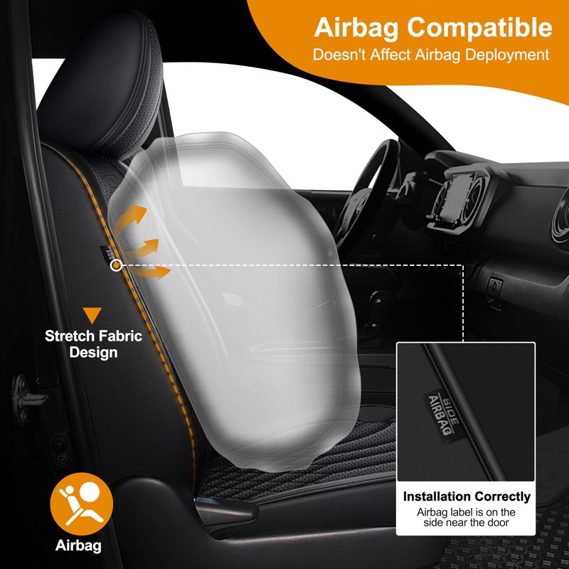 IKABEVEM Seat Covers Custom Fit Toyota Tacoma 2016-2023 Double Crew