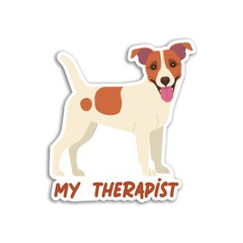 2 x 10cm Therapist Dog Vinyl Stickers - Jack Russell Terrier Cartoon Illustration Puppy Animals Pets Support Laptop Home Sticker #79882