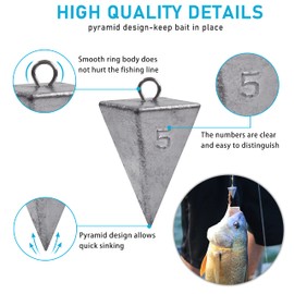 Pyramid Sinker Fishing Weights Surf Fishing Sinkers Saltwater Fishing Weights Fishing Gear Tackle 1oz-8oz (4pcs 4oz)