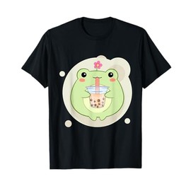 Cute Kawaii Frog Drinks Boba Bubble Tea Kawaii Aesthetic T-Shirt