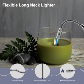 TONYFUL Butane Lighter Long Neck Torch Lighter, Jet Flame Windproof Lighter with Visual Fuel Window, Refillable Lighters for Candle, Camping, Fireplace, BBQ(Fuel Not Included)