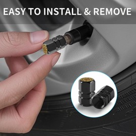 Tire Valve Stem Caps Black 12 Gauge Bullet Car Accessories 4-Pack - Aluminum Alloy Rust-Proof Universal Dust Covers Tire Air Cap for Car, SUV, Bike, Motorcycle Bullet Gifts for Men Father