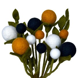 your castle 2 Branches of Felt with Real Cotton Flowers, Flexible Stem, Approx. 30 cm, Handmade Decorative Flowers for Vase, Fair Trade, Sustainable Felt Decoration, Realistic Artificial Flowers