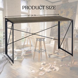Homy Casa Folding Craft Tables – Snap-in Assembly, Portable & Space-Saving Design, Ideal for Sewing, Hobbies & Small Workspaces (Brown, Large)