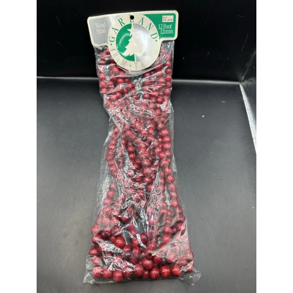 Garland Trim Trends Vtg Cranberry Wood Beads Christmas Tree Garland