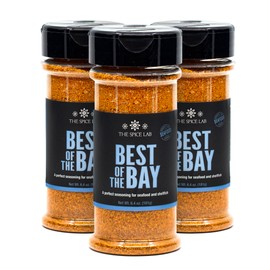 The Spice Lab Best of the Bay Seafood Seasoning – 5 oz Shaker Jar – 3 Pack - Excellent Crab & Crawfish Boil Blend - No Fillers, Clean Label, All Natural Spice – Low Country-Maryland Seafood Rub - 7024