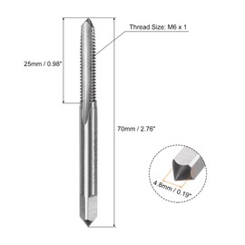 sourcing map 3pcs Metric Hand Tap Set, M6 x 1 Taper/Plug/Bottom Thread Screw Taps, High Speed Steel Hand Threading Tapping Tool Kit