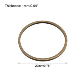 sourcing map Round Earring Beading Hoop Rings, Circle Open Bezel Linking Ring 20mm/ 0.78" Bronze Earring Finding Link Ring for Jewelry Making, Pack of 50