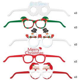 HOWAF 27 Pack Novelty Christmas Glasses Paper Glasses Photo Props Christmas Decoration Costume Party Glasses Frame for Kids Adults Christmas Party Favors Gift