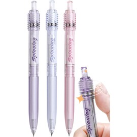 Archic Retractable Black Gel Ink Rotary Ballpoint Pens Pack of 3 (Purple Blue Pink)