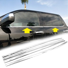 LJ INTERNATIONAL Quality Accessories 4pcs Stainless Steel Window Molding Trims Overlays Compatible with Chevy Silverado/GMC Sierra