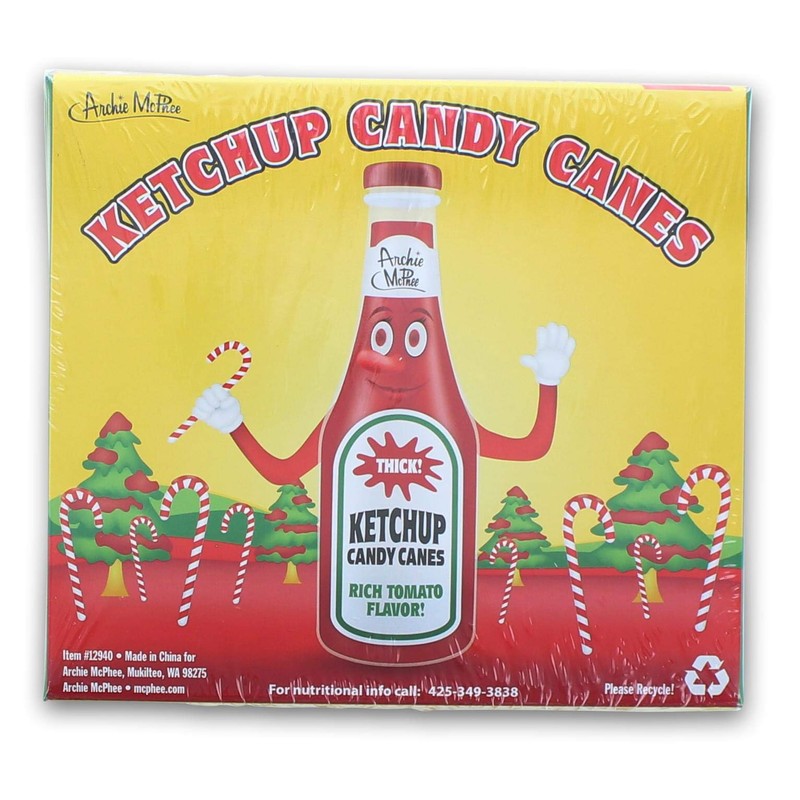Archie McPhee Gift Box of Funny, Ketchup Candy Cane, 3.8