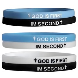 PZKQSAC 3PCS GOD IS FIRST BRACELET, GOD IS FIRST IM SECOND Inspirational Bracelets for Men Women Christian Rubber Bracelets Engraved Bible Verses Cross Bracelet Faith Silicone Wristbands Jewelry