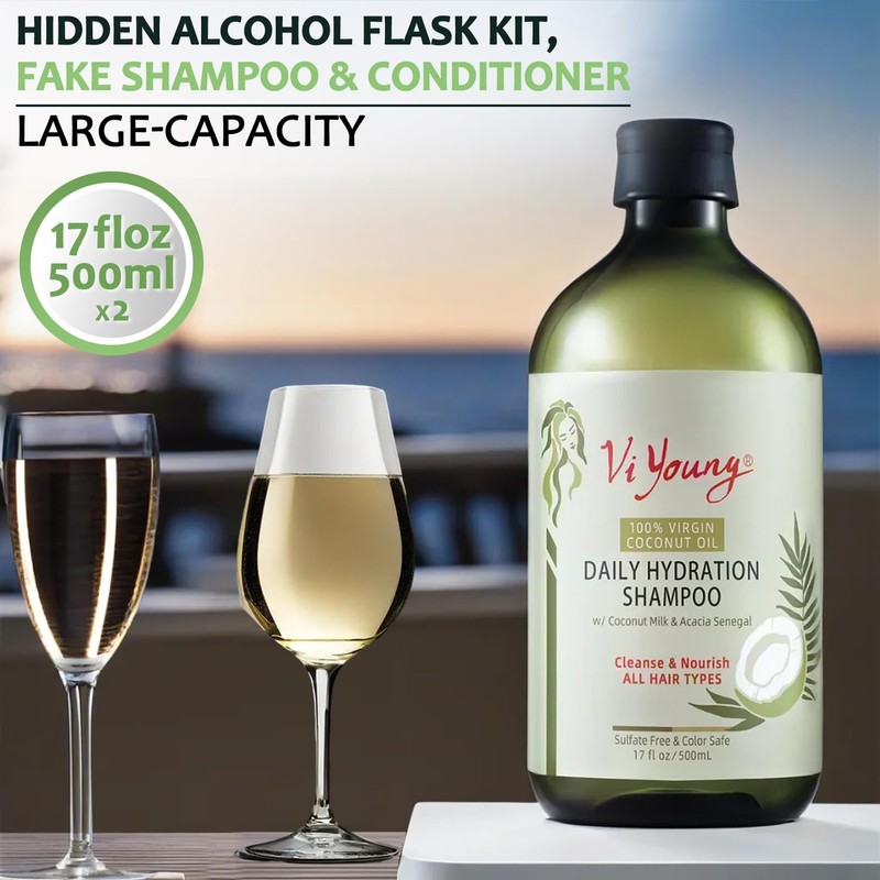 Hidden Alcohol Flask Kit,Empty Shampoo&Conditioner By Hidden Alcohol Flasks,Leak-Proof,BPA-Free|Empty Conditioner