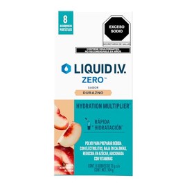 Liquid Zero Electrolitos Vitaminas Polvo Preparar Bebida Hidratante Sabor Durazno Sobres