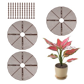 FARQAN 3 Pcs Plant Pot Grid Soil Protector Covers Cuttable Flower Cover from Animals 11.8" Cat Digging Stopper Plant Pot Cover with Stakes for Indoor Outdoor Gardening