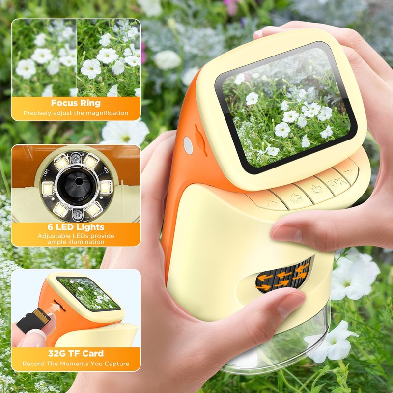 NOKA Microscope for Kids - 2-in-1 Handheld Digital Miniscope with