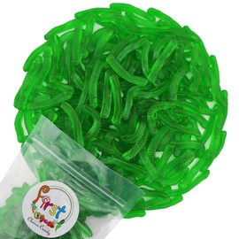 FirstChoiceCandy Sweet & Sour Gummy Worms, Multi Flavors and Solid Colors (2 Pound, Green Apple)