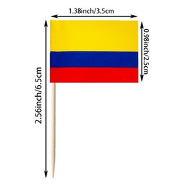 stidsds 100 Pcs Colombian Flag Colombiana Toothpick Flags Mini Small Colombian Cupcake Toppers Stick Flags Banner Country Party Cocktail Fruit Decoration