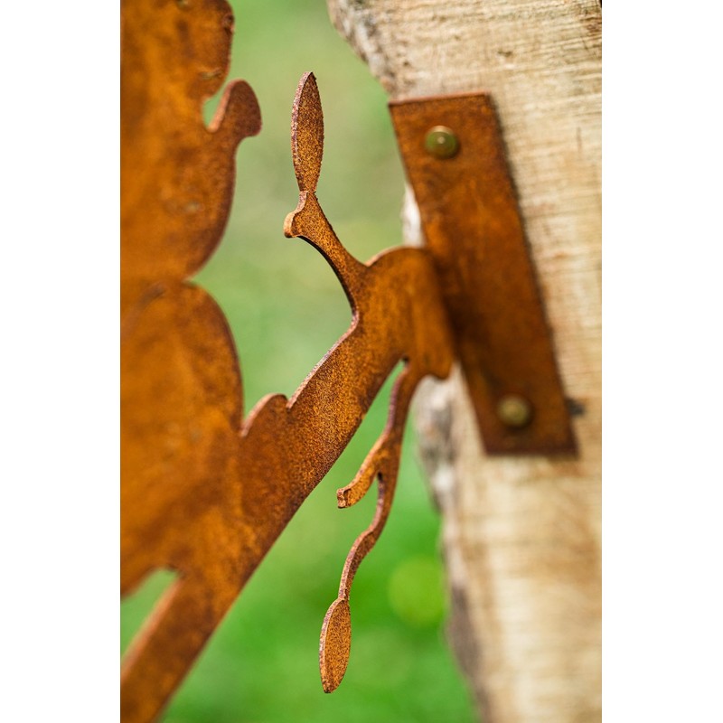 Garden Stake Tree Stake Metal Rusty Garden Decoration Patina Squirrel