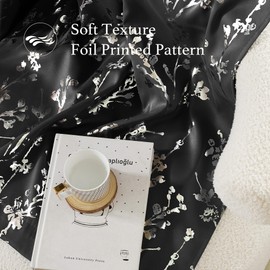 NICETOWN 100% Black Out Curtains 84 inch Long, Grommet Floral Blackout Curtains Branch Pattern Silver Foil Printed Window Treatment for Living Room/Bedroom, W52 x L84, 2 Panels