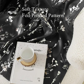 NICETOWN 100% Black Out Curtains 84 inch Long, Grommet Floral Blackout Curtains Branch Pattern Silver Foil Printed Window Treatment for Living Room/Bedroom, W52 x L84, 2 Panels