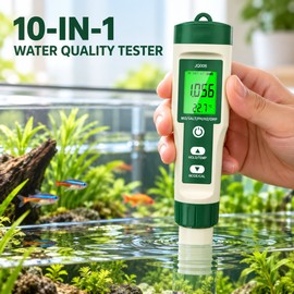 10 in 1 Digital Water Quality Tester JQ006, pH TDS EC ORP H2 Salinity Specific Gravity Resistivity and Temperature Meter for Pools and Aquariums