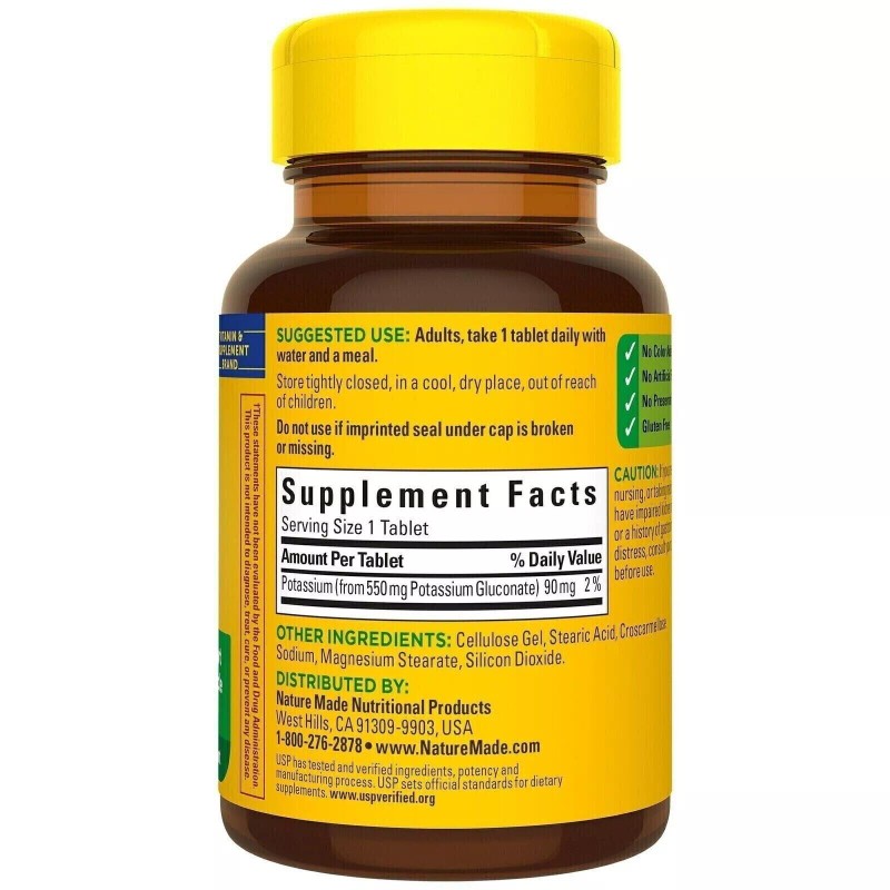 Nature Made 3 Pack Potassium 550mg 300 Tablets (3x100) No