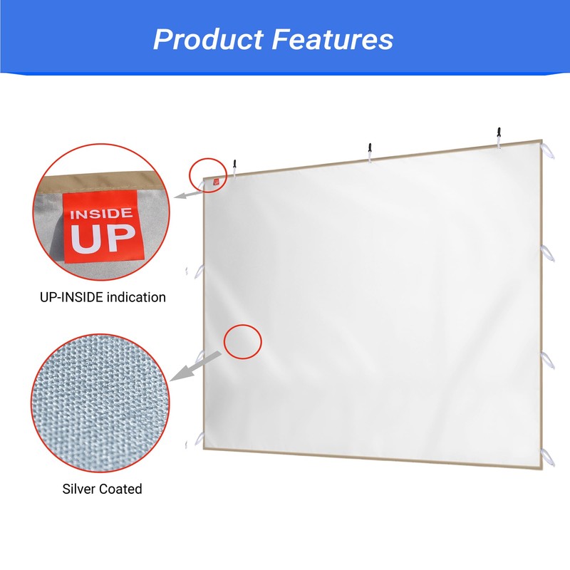 CROWN SHADES SunWall Silver Coated for 12x12 Pop up Canopy