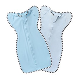 Baby Swaddle Blanket for Newborns and Infants,2-Piece Set Infant Pajamas,Bidirectional Zipper,Easy to Put On and Take Off (Sky Blue+Light Blue, M(3-6 Months))