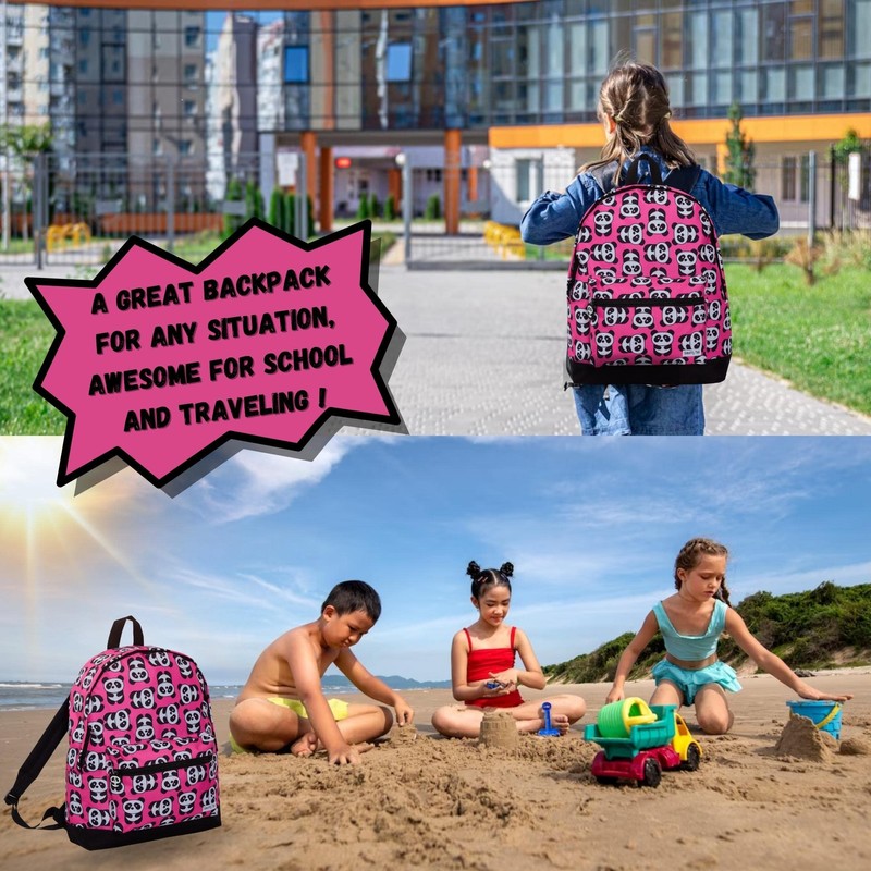 ScruffyTed Panda Girls Backpack For Kids Large Capacity Travel Rucksack