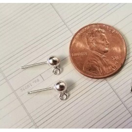 Unbranded 20 pc pk (10 pair) .925 Sterling Silver 4mm Ball Stud Earring Posts w. open ring