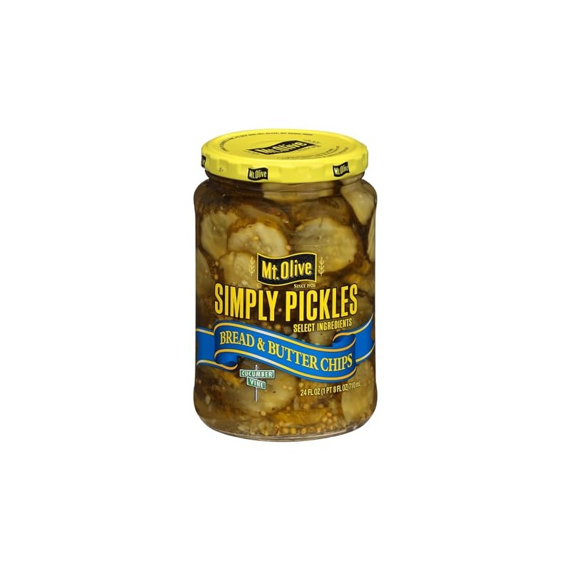 MT OLIVE SIMPLY PICKLES BREAD & BUTTER CHIPS 24 OZ