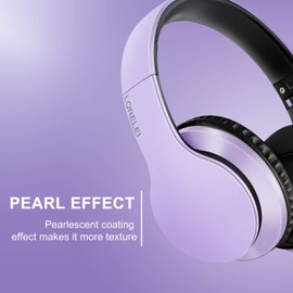LORELEI X6 - Auriculares con micrófono, ligeros plegables y portátiles con graves estéreo con 1.45 m sin enredos, auriculares con cable para smartphone, tablet, MP3/4 (morado-negro)