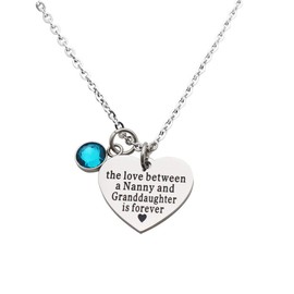 Beeshion Nanny Gifts the Love Between a Nanny and Granddaughter is Forever Heart Pendant Necklace Best Nanny Gifts (the love between a nanny and granddaughter is forever)