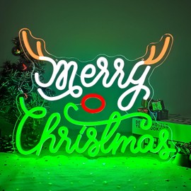 Merry Christmas Neon Sign Christmas Led Sign Neon Christmas Decorations Dimmable Xmas Neon Sign for Wall Decor Merry Christmas Neon Light Up Sign for Party Gift Bedroom Winter Home