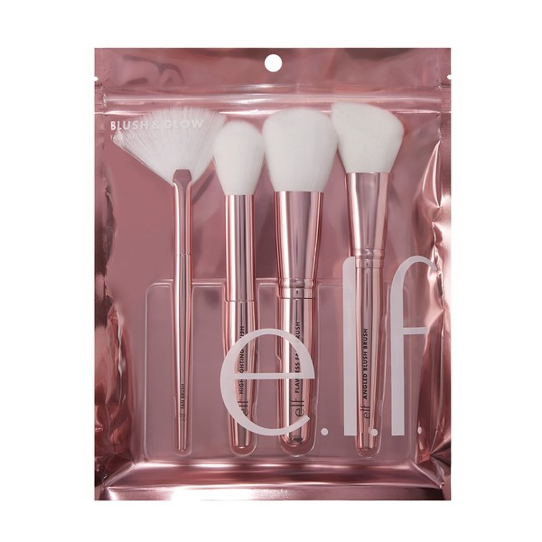 e.l.f. Blush & Glow Brush Kit, Makeup Brushes For Powder, Blush, Bronzer & Highlighter, Made With Cruelty-Free Synthetic Bristles