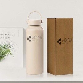 HYB Insulated Sport Water Bottle - 8-12 hrs Hot & Cold Water, Big Capacity Wide Mouth Vacuum, Thermos Bottle for Kids and Men and Women, Stainless Steel, 40 oz (Brown)