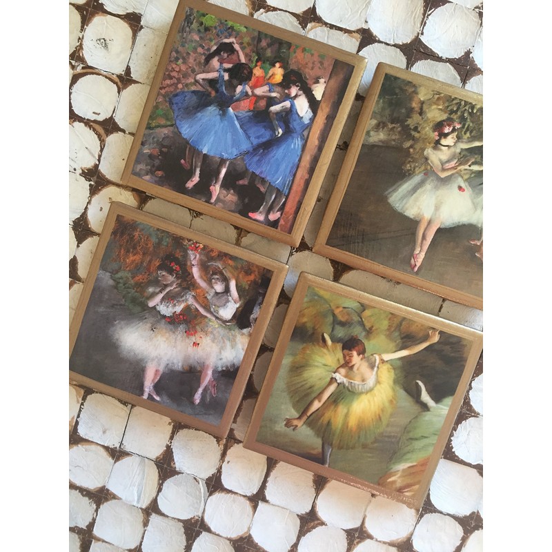 Coasters! Degas ballerina coasters with gold trim