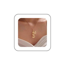 Xmsrn Vintage Dragon Pendant Necklace Punk Dragon Choker Necklace Old Dragon Necklace Gold Dragon Necklace Jewellery for Women and Girls, Zinc, No Gemstone