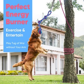 Petbobi Bungee Dog Toy, Tree Tug Toy for Pitbull Interactive & Exercise, Spring Pole Tug of War Toy with Durable Rope, Muscle Builder Outdoor Hanging Toys for Large Dogs Reduce Boredom, Red