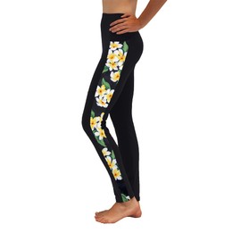 Private Island Women UPF 50+ Side Pockets Long Leggings Pants Swim Beach Swimsuit Rash Guard Bathing Bottom (XL, Black with HBP-RLLP)