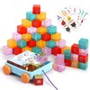 HOPANDOS 56-Piece Acrylic Building Blocks for Toddlers 1-3, Montessori Alphabet