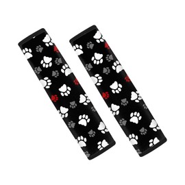Forchrinse 2 PCs White Dog Paw Print Seatbelt Shoulder Strap Cover for Kids Adults,Soft and Comfortable Seat Belt Covers Universal Fit