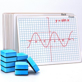 Ryitss Small Dry Erase Graph Board White Board Grid Whiteboard XY Axis Graph 9"x12", 10 Pack Mini Math Whiteboard Portable for Students Classroom Teachers School Supplies with 10 Erasers