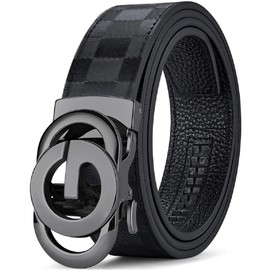 VANNANBA Designer Belts for Men,Leather Dress Casual Belt,Gift for Men(39"-42" Waist Adjustable,Black)